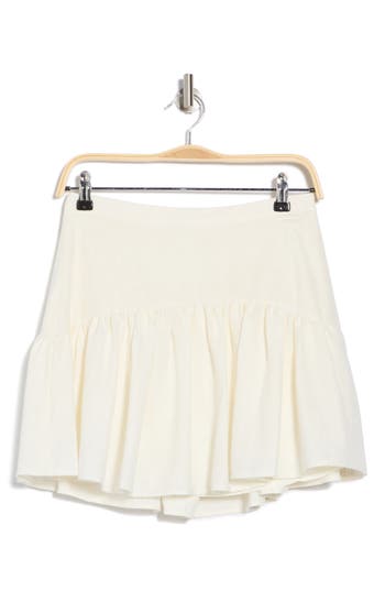Shop Avec Les Filles Linen Blend Skirt In White