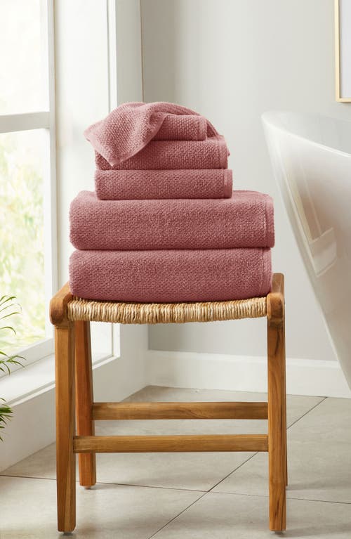 Woven & Weft Cotton 4-pack Textured Bath Towel Set In Dusty Rose