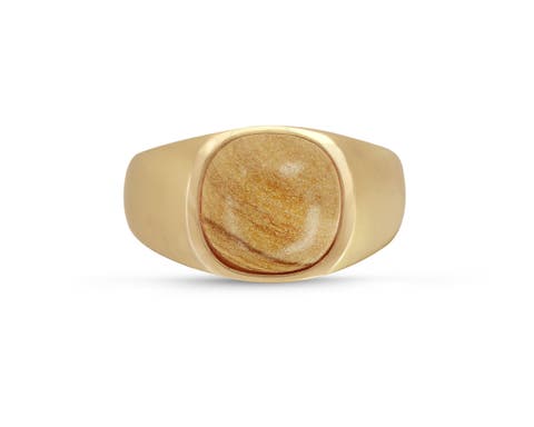 Wood Jasper Iconic Sterling Silver Men Signet Ring