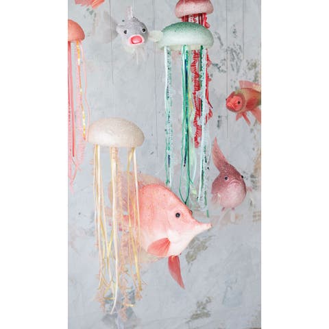 Glittered Foam Fish Ornament with Paper Detail