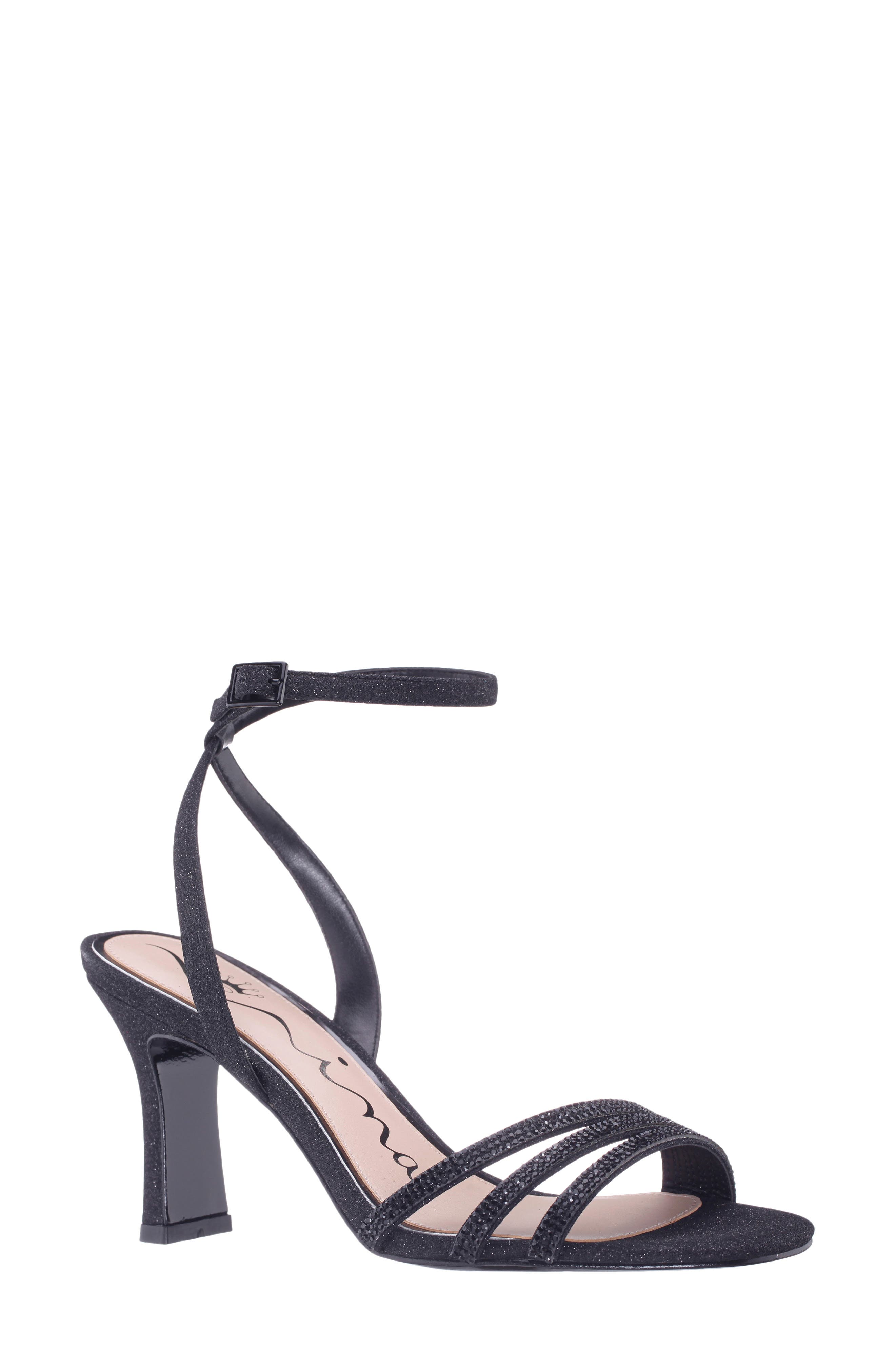 Nina Alfreda Ankle Strap Sandal, Main, color, Black