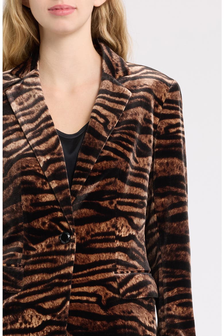 Animal Print One-Button Blazer, Alternate, color, ANNE BLACK/ BROWN MULTI
