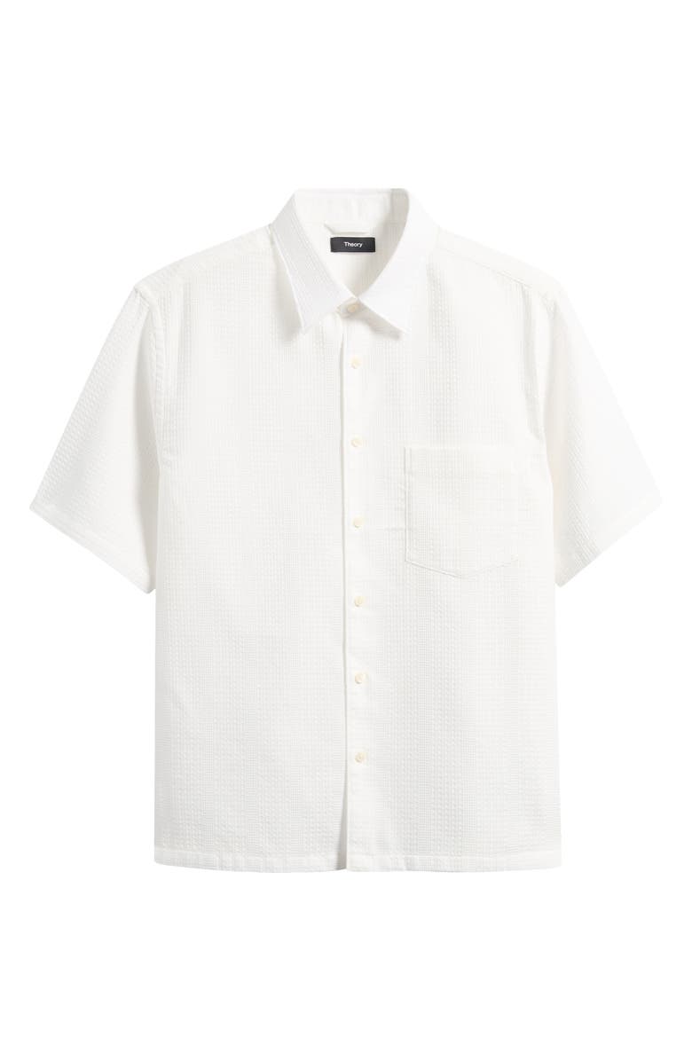 Theory Weekend Short Sleeve Thermal Button-Up Shirt, Alternate, color, White - 100