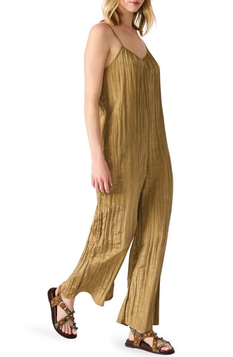 Steve Madden Desdemona Crinkled Jumpsuit, Alternate, color, Deep Olive