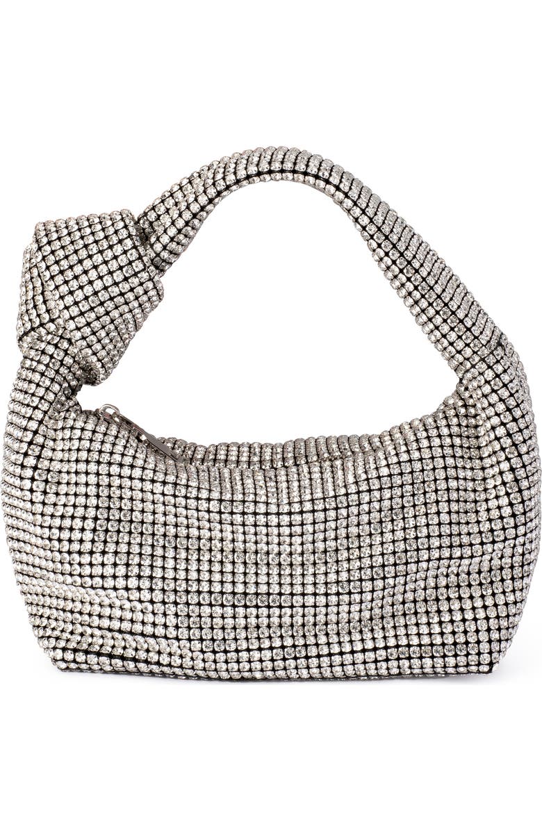 Olga Berg Polly Crystal Shoulder Bag, Main, color, Silver