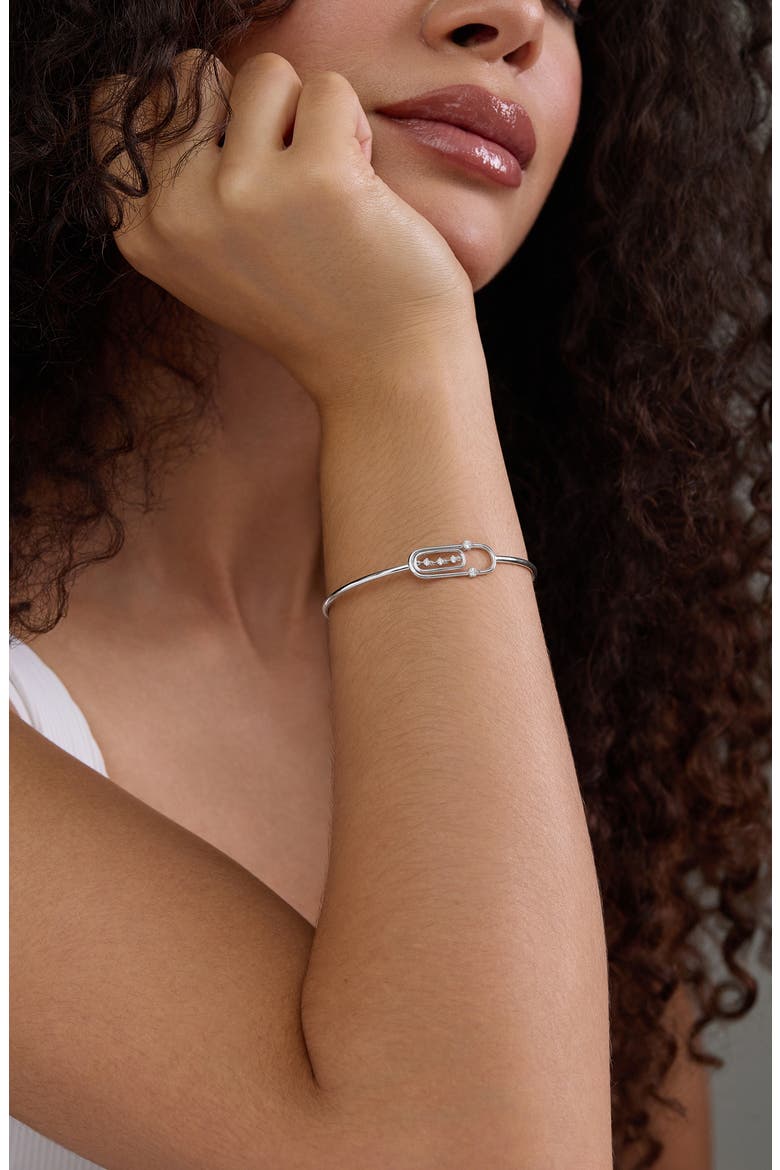 18K Gold Liora Diamond Bangle Bracelet, Alternate, color, 18K WHITE GOLD/ DIAMOND