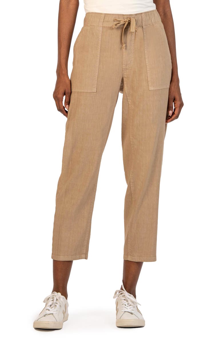 KUT from the Kloth Rosalie Linen Blend Crop Drawstring Pants, Main, color,