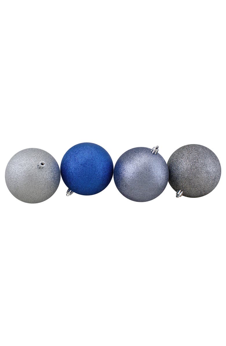 Northlight Shatterproof 3-Finish Christmas Ball Ornaments - 4" (100mm) - Silver and Blue - 12ct, Alternate, color, 