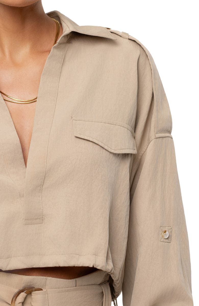 JLUXLABEL Oasis Long Sleeve Crop Top, Alternate, color, Beige