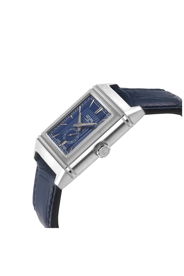 Time Square Swiss Automatic Leather Strap Watch, 31mm x 43mm, Alternate, color, BLUE