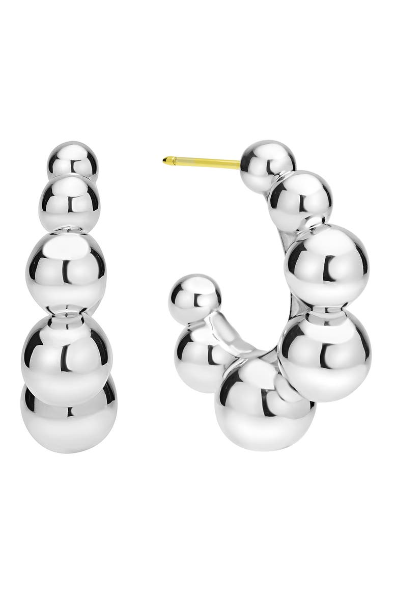 Caviar Bubbly Hoop Earrings, Alternate, color, STERLING SILVER