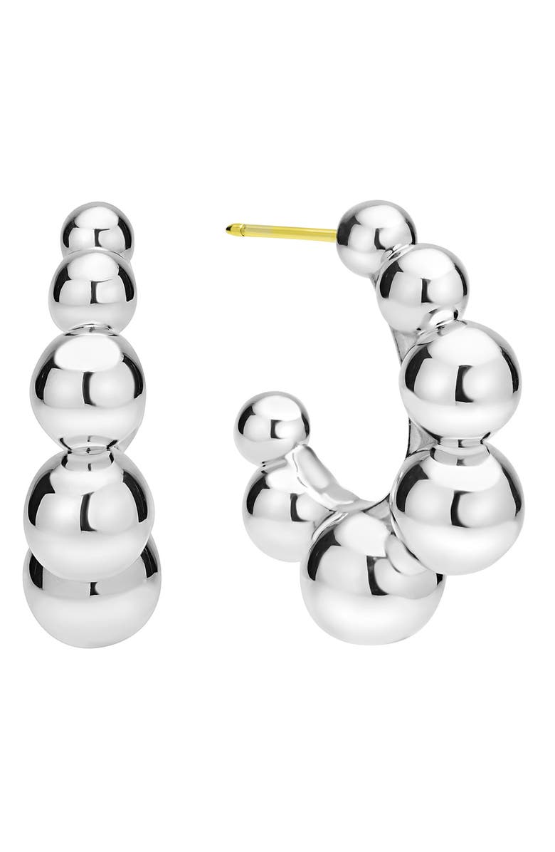 LAGOS Caviar Bubbly Hoop Earrings, Alternate, color, Sterling Silver