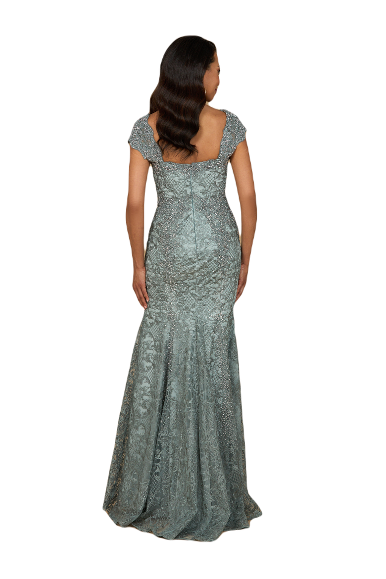 Fitted Lace Mermaid Gown, Alternate, color, Sage