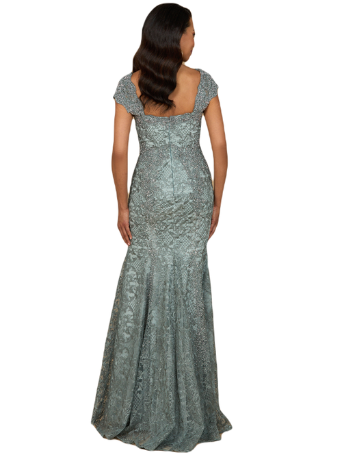 Lara New York Fitted Lace Mermaid Gown In Sage