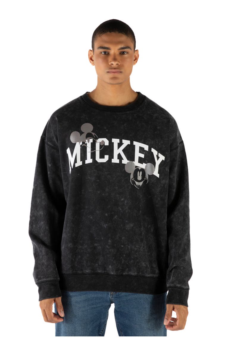 Mickey Mouse Mineral Wash French Terry Pullover Sweatshirt, Alternate, color, Washed Black Mickey