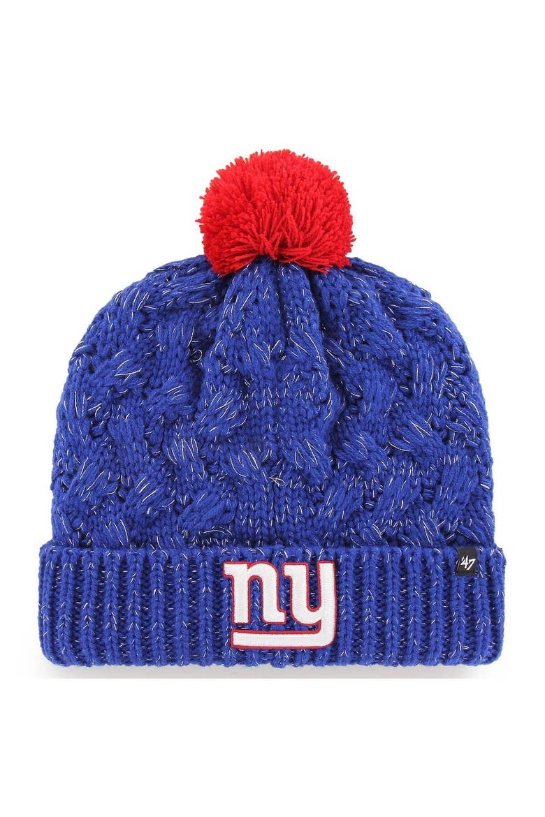 Women's '47 Royal New York Giants Fiona Logo Cuffed Knit Hat with Pom, Main, color, Royal