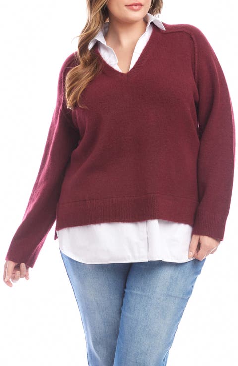 Mixed Media Layered Sweater (Plus)