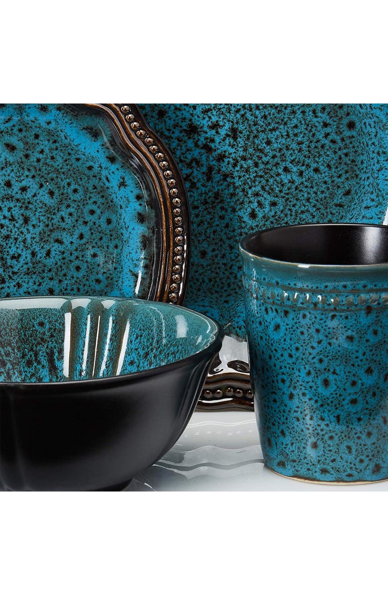 Elama Mystic Waves 16 Piece Dinnerware Set, Alternate, color, Red