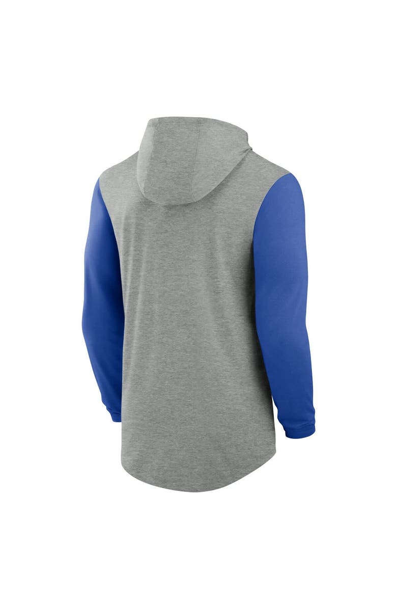 Nike Men's Nike Gray/Royal Kentucky Wildcats Basketball Color-Block Tri-Blend Dri-FIT Long Sleeve Hoodie T-Shirt, Alternate, color, Gray