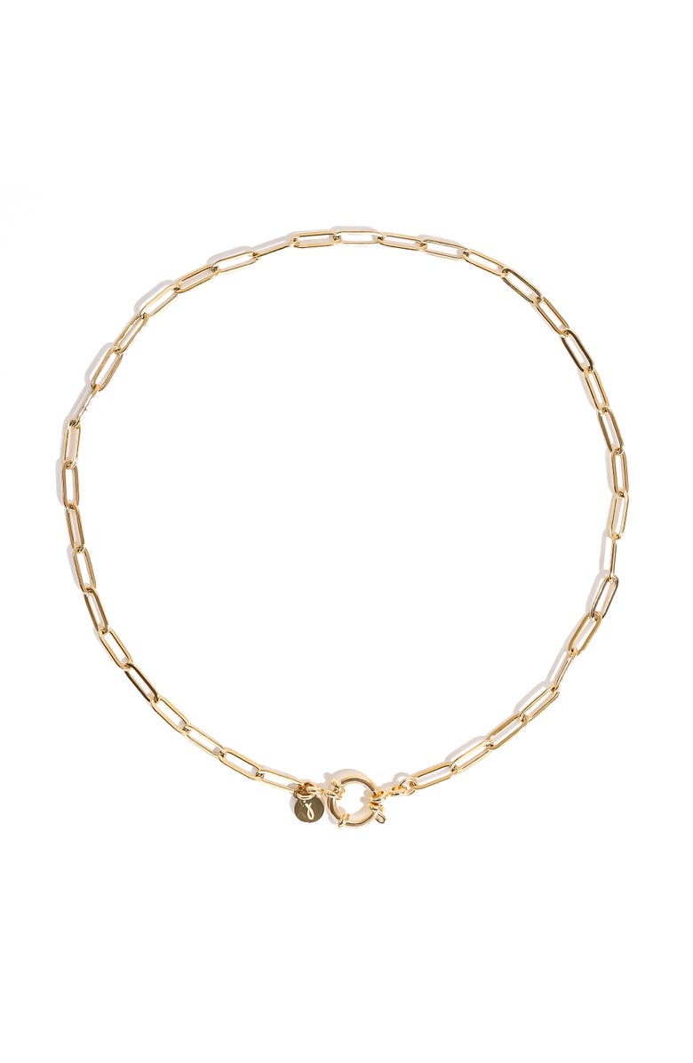 Joey Baby Water Resistant 18K Gold Plated Paper Clip Chain Necklace, Main, color, Metallic Gold