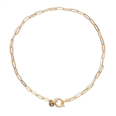 Water Resistant 18K Gold Plated Paper Clip Chain Necklace