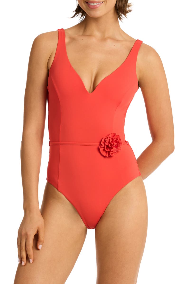 Sea Level Casa Del Mar One-Piece Swimsuit, Main, color, Flame