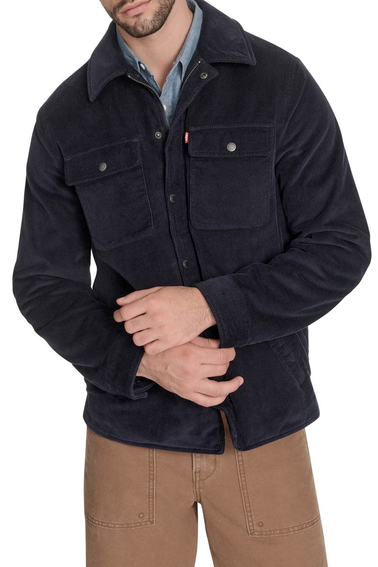 Corduroy Insulated Zip-Up Jacket, Main, color, NAVY