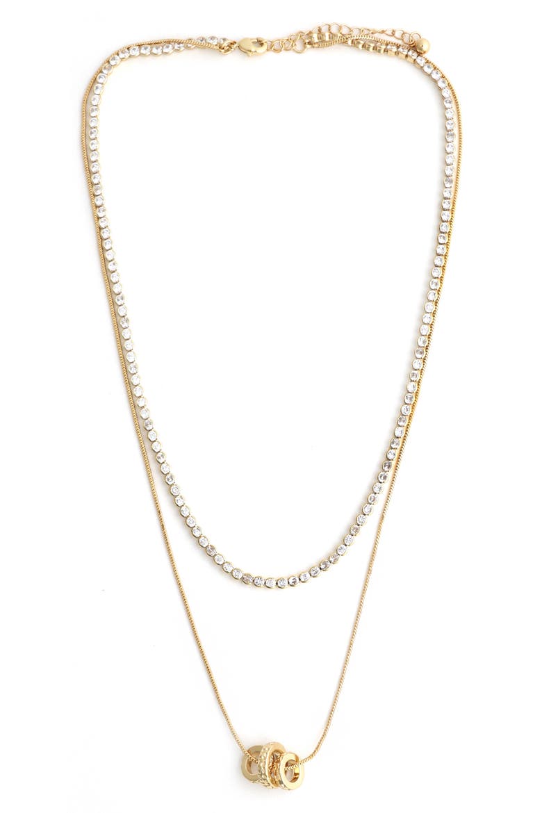 Tennis & Barrel Pendant Layered Necklace, Main, color, GOLD