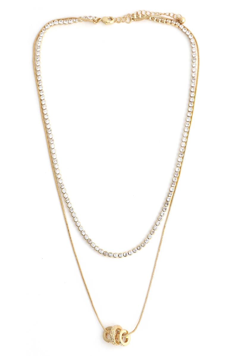 Panacea Tennis & Barrel Pendant Layered Necklace, Main, color, Gold