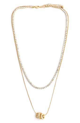 Panacea Tennis & Barrel Pendant Layered Necklace