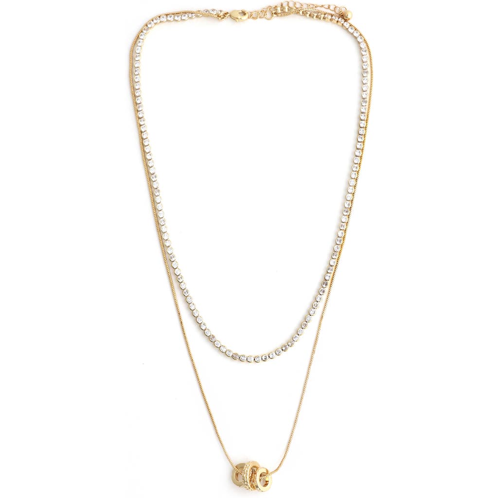Panacea Tennis & Barrel Pendant Layered Necklace In Gold