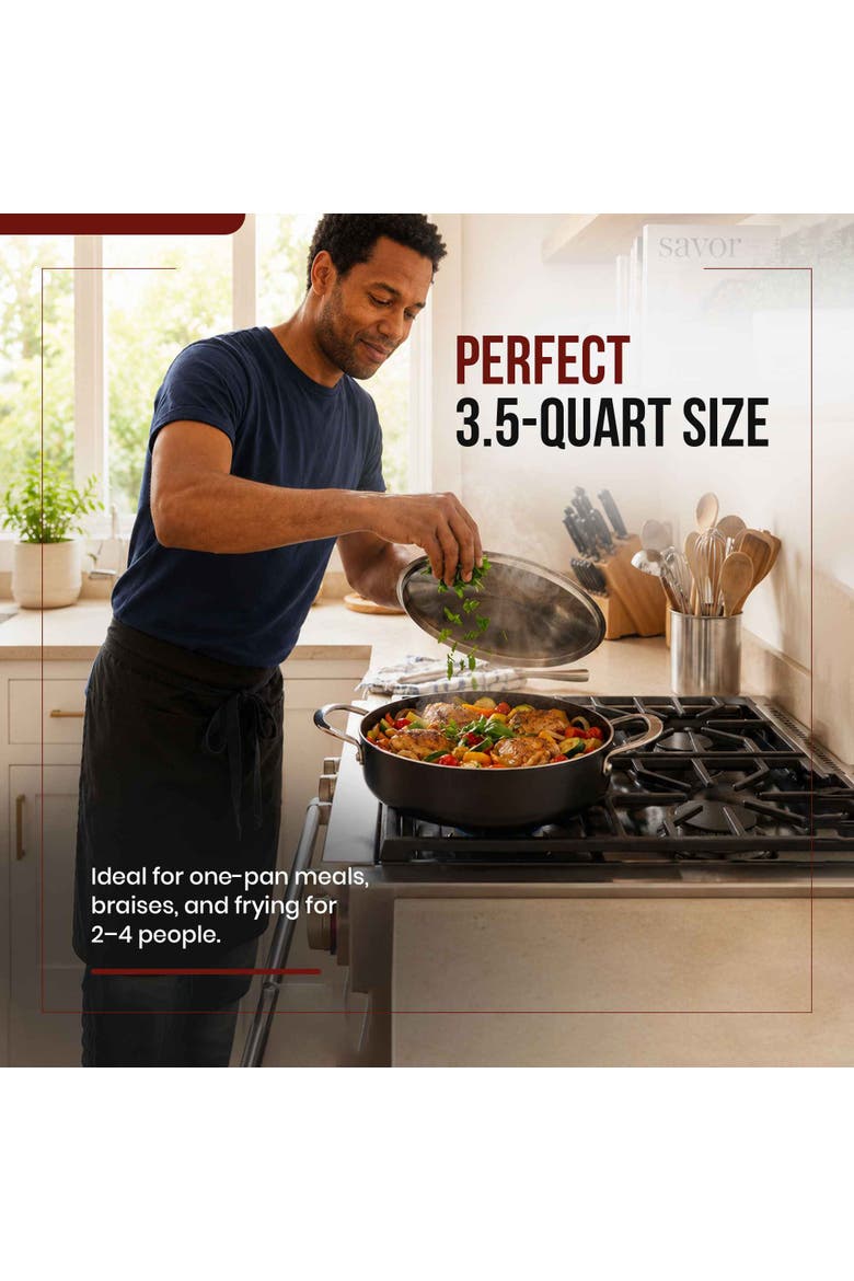 Maestro 3.5-Quart Ceramic Nonstick Sauté Pan with Lid, Alternate, color, Black