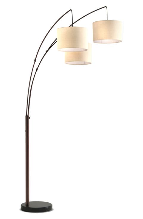 Trilage 84" Adjustable Tall LED Floor Lamp with 3 Fabric Drum Shades, Bulbs Included