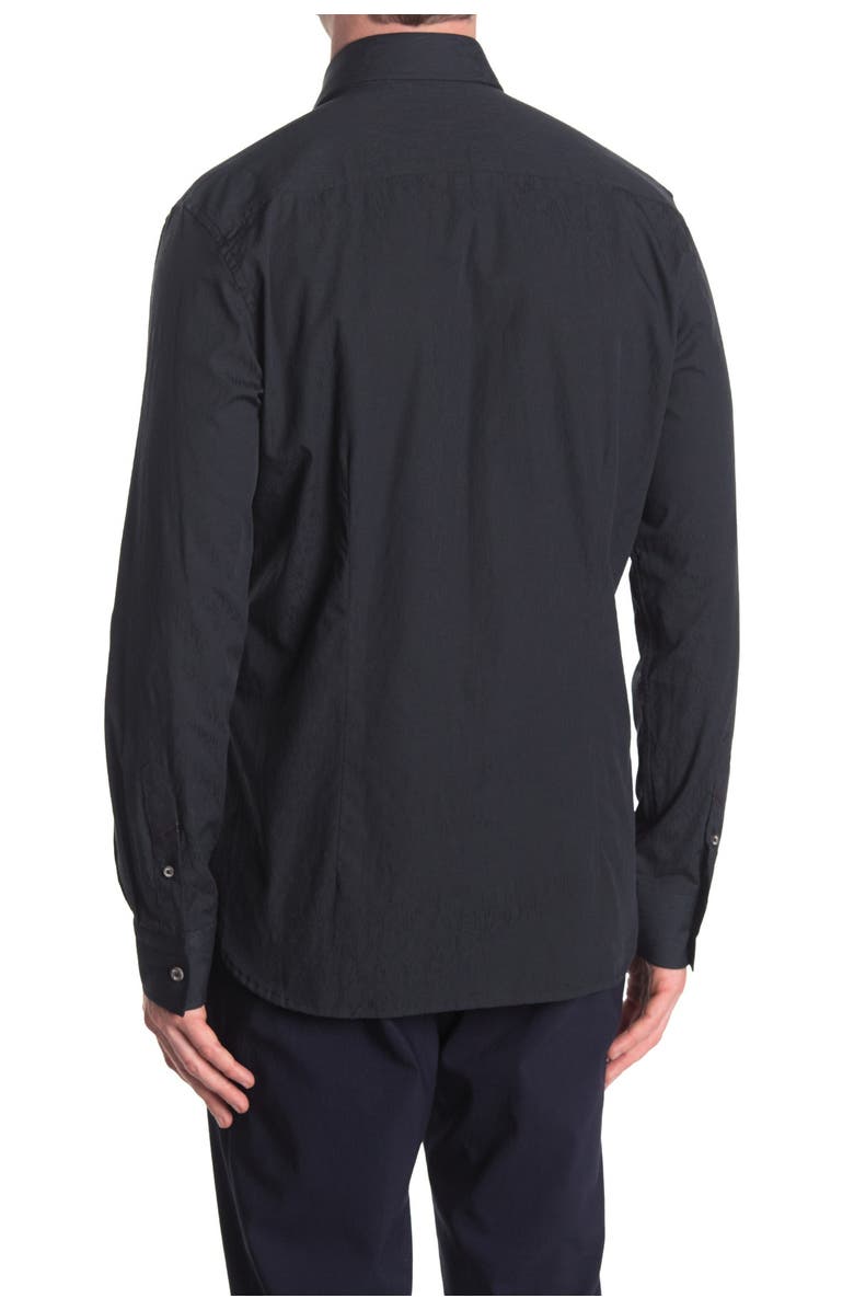 Zanella Milano Tailored Fit Jacquard Button-Up Shirt, Alternate, color, Black