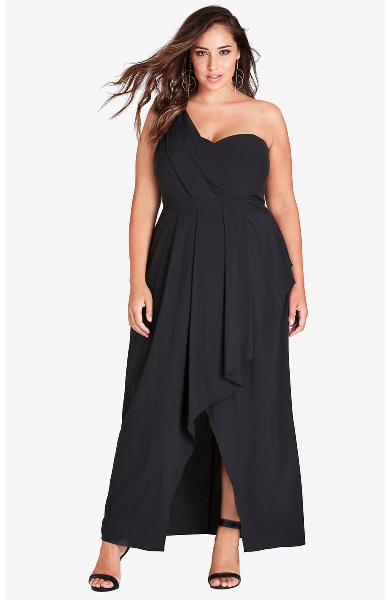 City Chic Allure One-Shoulder Maxi Dress, Alternate, color, 