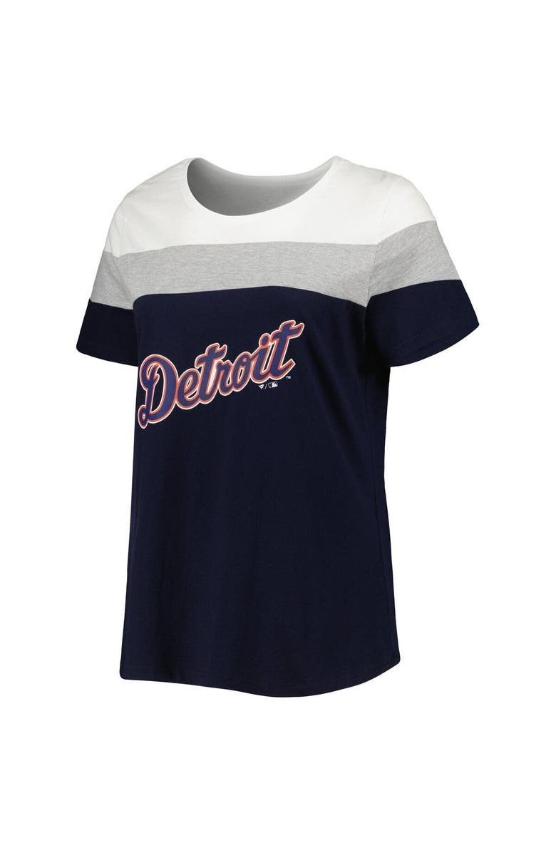 PROFILE Women's Navy/Heather Gray Detroit Tigers Plus Size Colorblock T-Shirt, Alternate, color, 