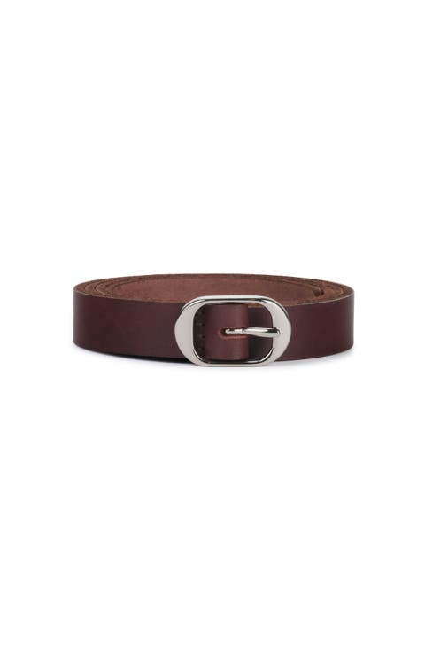Oval Buckle Leather Belt 18mm