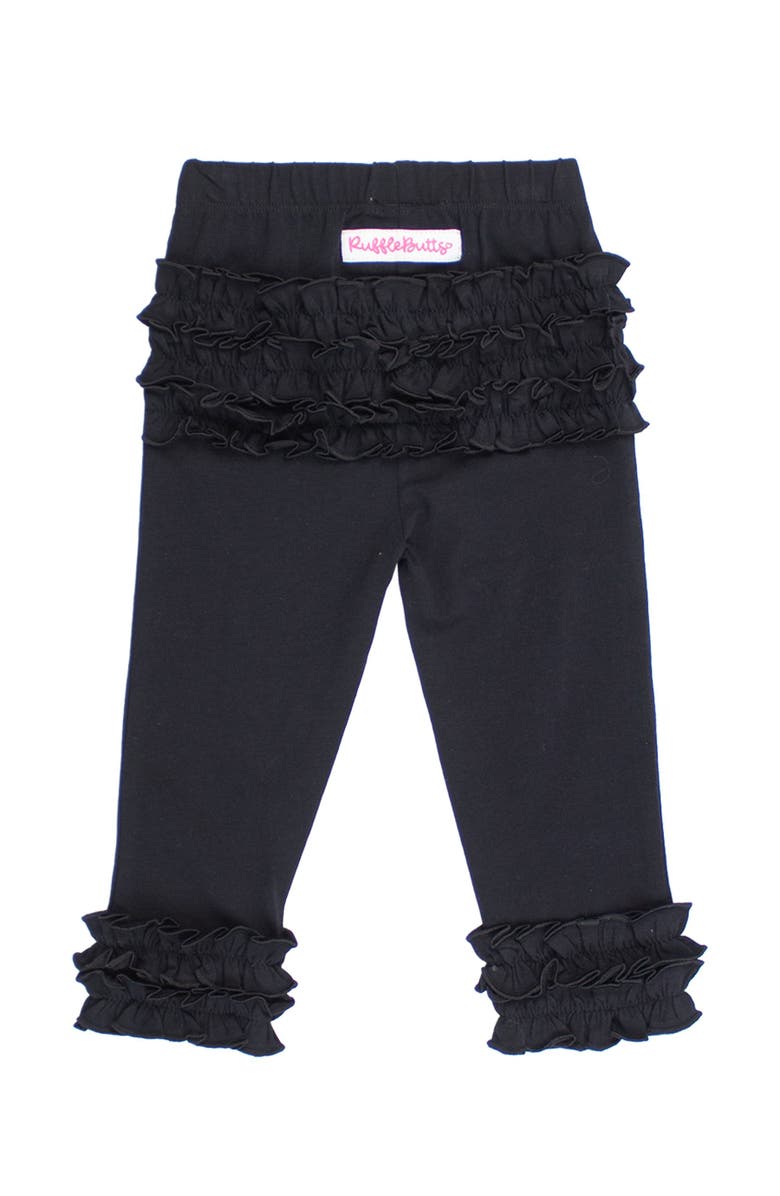 RuffleButts Baby Girls Ruffle Leggings with Signature Rear Ruffles, Main, color, Black
