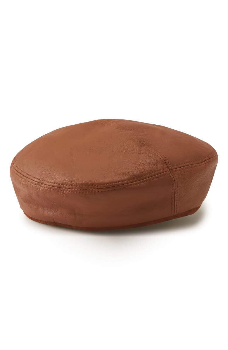 Helen Kaminski Sirico Leather Beret, Alternate, color, Toffee