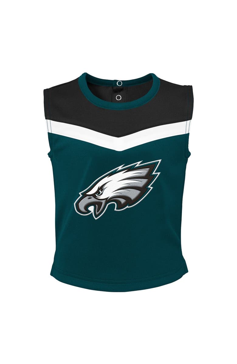 Outerstuff Girls Toddler Midnight Green Philadelphia Eagles Spirit Cheer Three-Piece Cheerleader Set, Alternate, color, Green