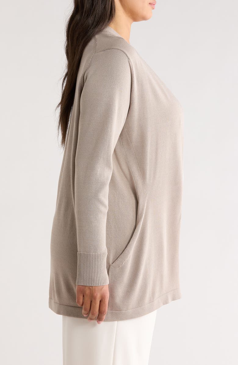 Anne Klein Kissing Front Pocket Cardigan, Alternate, color, Porcini