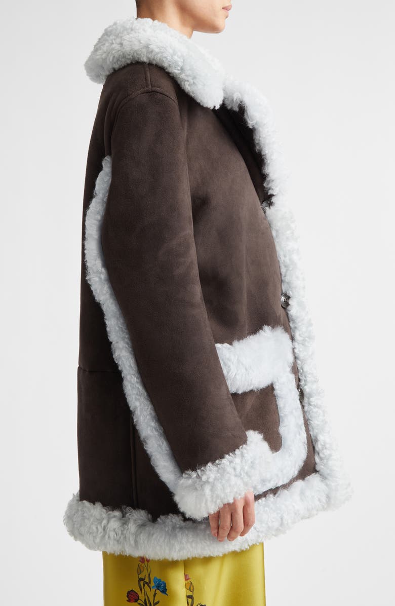 Marni Oversize Genuine Shearling Jacket, Alternate, color, 00M75cacao