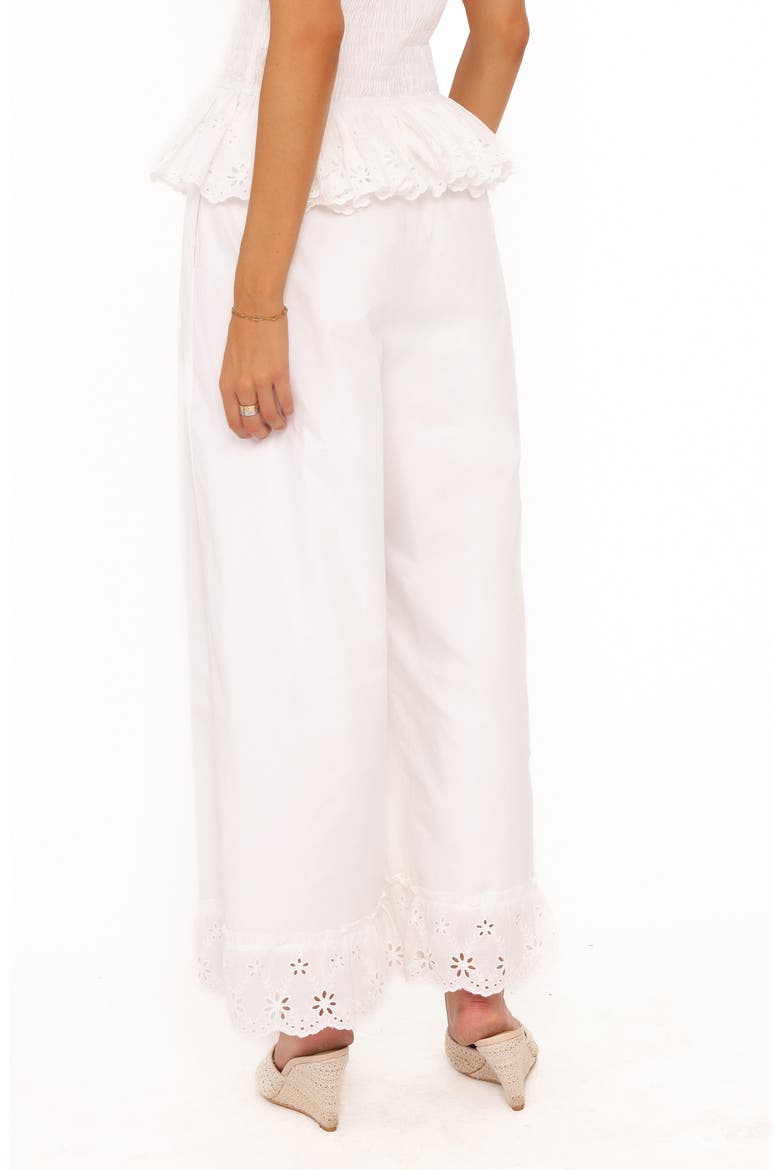 Eliska Frill Hem Cotton Pants, Alternate, color, WHITE