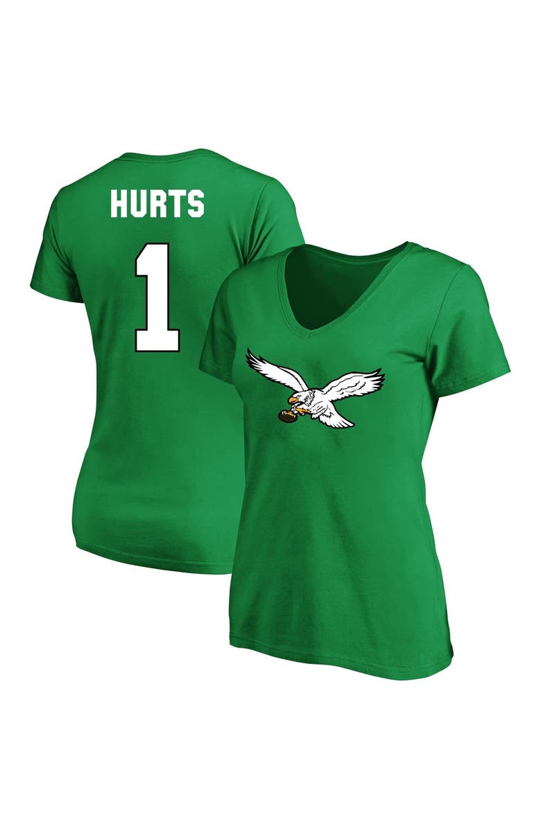 FANATICS Women's Jalen Hurts Kelly Green Philadelphia Eagles Plus Size Fair Catch Name & Number V-Neck T-Shirt, Main, color, Kelly Green