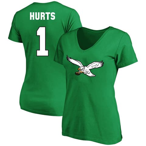 Women's Jalen Hurts Kelly Green Philadelphia Eagles Plus Size Fair Catch Name & Number V-Neck T-Shirt