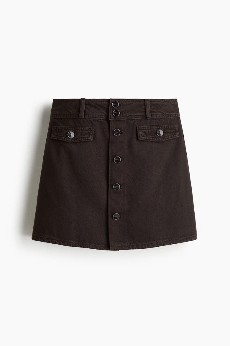 A-line Denim Mini Skirt, Alternate, color, Dark brown