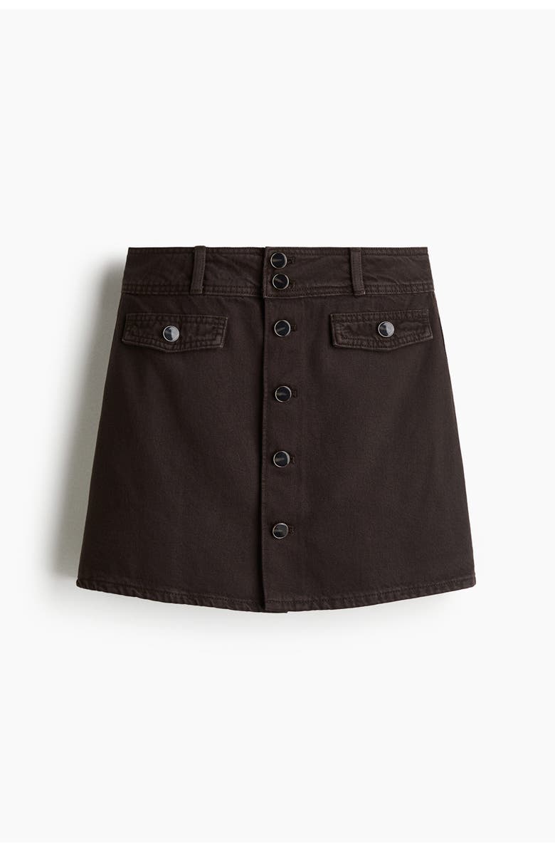 H&M A-line Denim Mini Skirt, Alternate, color, Dark Brown