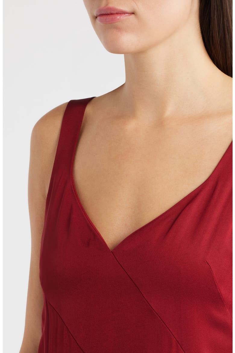 Sleeveless Godet Maxi Dress, Alternate, color, DEEP RUBY