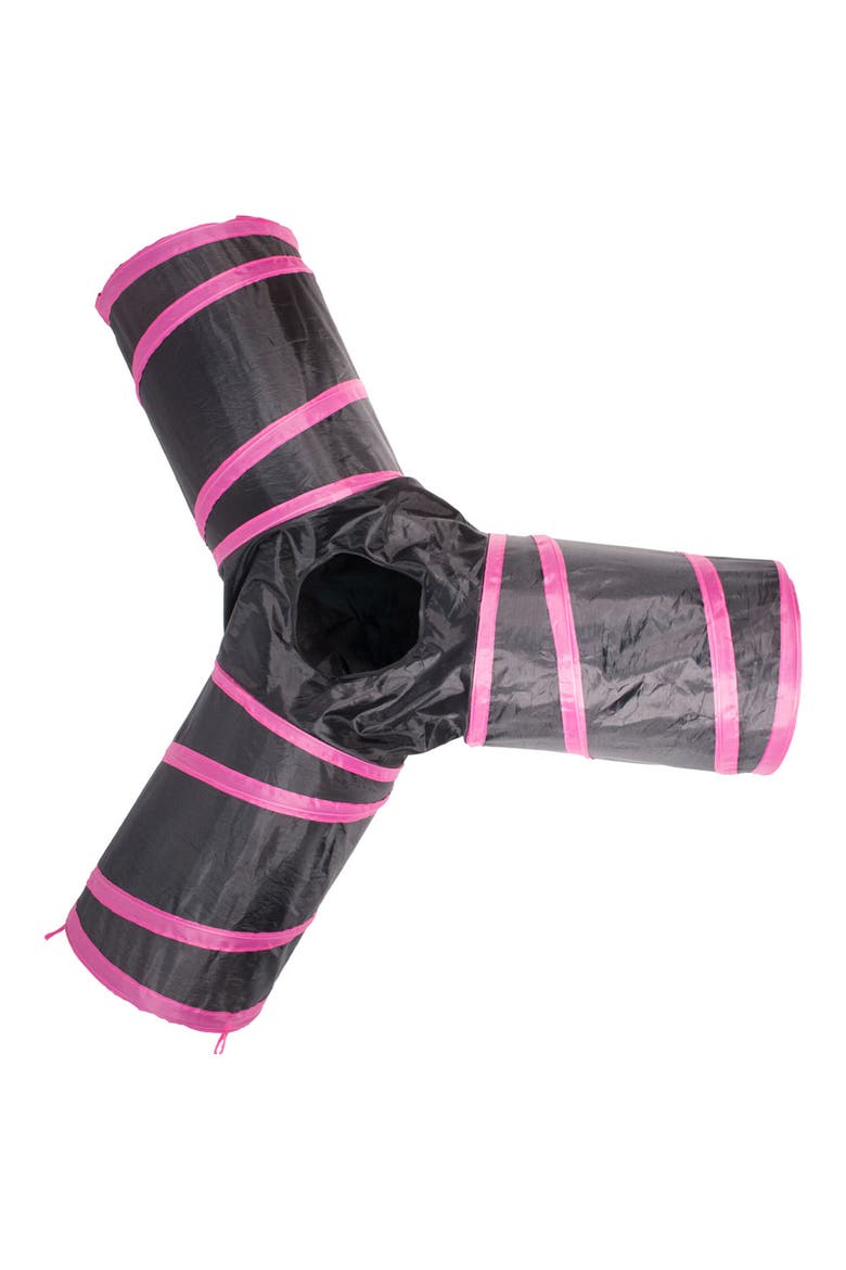 3-Way Kitting-Go-Seek Cat Tunnel, Alternate, color, PINK/ BLACK