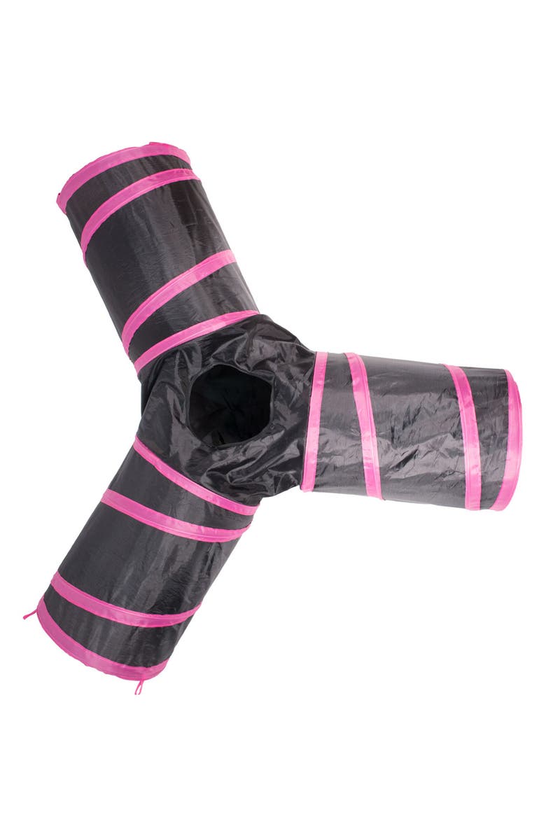PET LIFE 3-Way Kitting-Go-Seek Cat Tunnel, Alternate, color, Pink/ Black